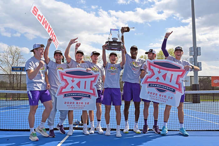 TCU Men's Tennis won the Big 12 Championship on Sunday, April 23, defeating the nation's top team Texas, 4-1